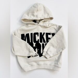 Zara Kids Disney Mickey Mouse Graphic Hoodie Cream/Ecru Size 3-4 Years